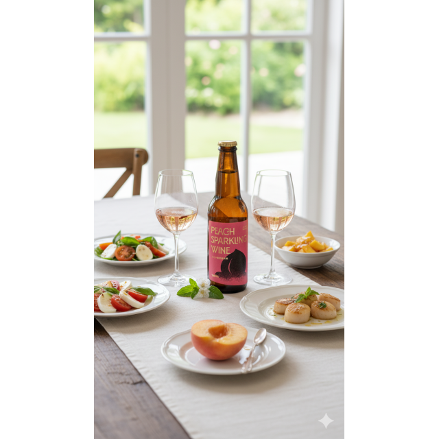 蜜桃小米氣泡酒（草生栽培蜜桃 × 小米酒 × 氣泡）