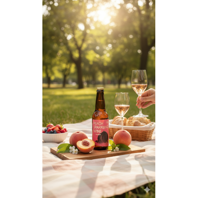 蜜桃小米氣泡酒（草生栽培蜜桃 × 小米酒 × 氣泡）